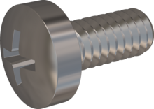 STM320200045E, Metric Machine Screw, STM32 2.0x4.5 - H0, stainless-steel A2, 1.4567, bright, pickled and passivated