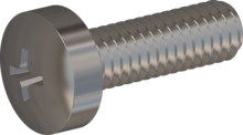 STM320250080E, Metric Machine Screw, STM32 2.5x8.0 - H1, stainless-steel A2, 1.4567, bright, pickled and passivated