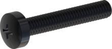 STM320250150J, Tornillo de rosca métrica, STM32 2.5x15.0 - H1, Acero Inoxidable A2, 1.4567, negro