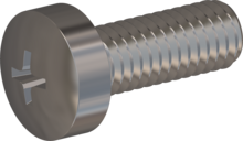 STM320300080E, Metric Machine Screw, STM32 3.0x8.0 - H1, stainless-steel A2, 1.4567, bright, pickled and passivated