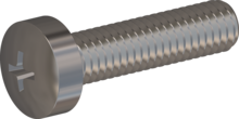 STM320300120E, Metric Machine Screw, STM32 3.0x12.0 - H1, stainless-steel A2, 1.4567, bright, pickled and passivated