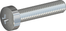 STM320300140S, Metric Machine Screw, STM32 3.0x14.0 - H1, steel, hardened, zinc-plated 5-7 µm, baked, blue / transparent passivated