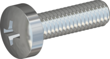 STM320350120S, Metric Machine Screw, STM32 3.5x12.0 - H2, steel, hardened, zinc-plated 5-7 µm, baked, blue / transparent passivated