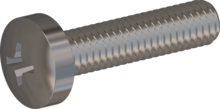 STM320350150E, Metric Machine Screw, STM32 3.5x15.0 - H2, stainless-steel A2, 1.4567, bright, pickled and passivated