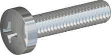 STM320350150S, Metric Machine Screw, STM32 3.5x15.0 - H2, steel, hardened, zinc-plated 5-7 µm, baked, blue / transparent passivated