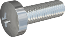 STM320500150S, Metric Machine Screw, STM32 5.0x15.0 - H2, steel, hardened, zinc-plated 5-7 µm, baked, blue / transparent passivated