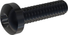 STM390160060J, Tornillo de rosca métrica, STM39 1.6x6.0 - T5, Acero Inoxidable A2, 1.4567, negro