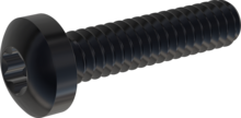 STM390160070J, Tornillo de rosca métrica, STM39 1.6x7.0 - T5, Acero Inoxidable A2, 1.4567, negro