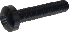 STM390160080J, Tornillo de rosca métrica, STM39 1.6x8.0 - T5, Acero Inoxidable A2, 1.4567, negro
