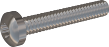 STM390160100E, Skruv med metrisk gänga, STM39 1.6x10.0 - T5, rostfritt stål A2, 1.4567, blank och passiviserad