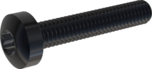 STM390250140J, Tornillo de rosca métrica, STM39 2.5x14.0 - T8, Acero Inoxidable A2, 1.4567, negro