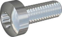Metric Machine Screw, STM39 3.0x8.0 - T10, steel, hardened, zinc-plated 5-7 µm, baked, blue / transparent passivated