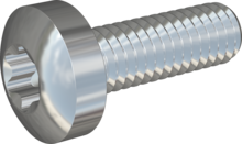 STM390400120S, Metric Machine Screw, STM39 4.0x12.0 - T20, steel, hardened, zinc-plated 5-7 µm, baked, blue / transparent passivated