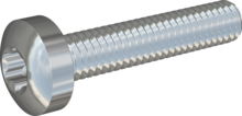 STM390400200S, Metric Machine Screw, STM39 4.0x20.0 - T20, steel, hardened, zinc-plated 5-7 µm, baked, blue / transparent passivated