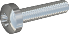 STM390800350S, Metric Machine Screw, STM39 8.0x35.0 - T45, steel, hardened, zinc-plated 5-7 µm, baked, blue / transparent passivated