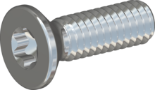 STM410250080S, Metric Machine Screw, STM41 2.5x8.0 - T8, steel, hardened, zinc-plated 5-7 µm, baked, blue / transparent passivated