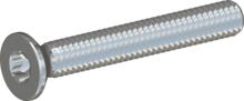 STM410250180S, Skruv med metrisk gänga, STM41 2.5x18.0 - T8, stål, härdat, förzinkad 5-7 µm, härdad, blå/transparent passiviserad
