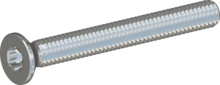 STM410250220S, Skruv med metrisk gänga, STM41 2.5x22.0 - T8, stål, härdat, förzinkad 5-7 µm, härdad, blå/transparent passiviserad