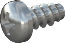 STP220220045S, Šroub pro termoplasty, STP22 2.2x4.5 - Z1, Temperovaná ocel, Pozinkovaná 5-7 µm, temperovaná, modrá, pasivovaná průhledně