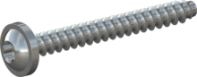 STP380160140S, Screw for Plastic, STP38 1.6x14.0 - T5, steel, hardened, zinc-plated 5-7 µm, baked, blue / transparent passivated