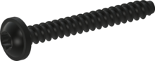 STP380180150B, Surub pentru termoplastice, STP38 1.8x15.0 - T6, oțel, călit, zincat, Nichelat, pasivat negru / nu conține Cr-VI, recopt, ermetizat