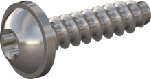 STP380200080E, Screw for Plastic, STP38 2.0x8.0 - T6, stainless-steel A2, 1.4567, bright, pickled and passivated