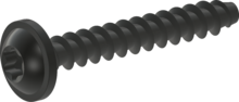 STP38A0180120B, schroef voor thermoplast, STP38A 1.8x12.0 - T6, veredeld staal, ZnNi zwart-gepassiveerd, getempert, verzegeld