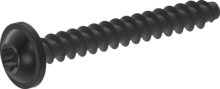 STP38A0180140B, Винт для термопластов, STP38A 1.8x14.0 - T6, сталь, упрочненная, ZnNi, черная пассивировка+отжиг+масло