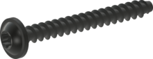 STP38A0180160B, Винт для термопластов, STP38A 1.8x16.0 - T6, сталь, упрочненная, ZnNi, черная пассивировка+отжиг+масло