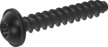 STP38A0200120B, schroef voor thermoplast, STP38A 2.0x12.0 - T6, veredeld staal, ZnNi zwart-gepassiveerd, getempert, verzegeld