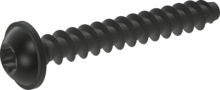 STP38A0200140B, Termoplastikler için vida, STP38A 2.0x14.0 - T6, Çelik, sertleştirilmiş, ZnNi siyah-pasifleştirilmiştir, temperlenmistir, kaplanmış