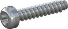 STP390400200S, Screw for Plastic, STP39 4.0x20.0 - T20, steel, hardened, zinc-plated 5-7 µm, baked, blue / transparent passivated
