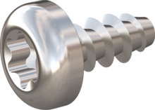 STP39A0160035E, Screw for Plastic, STP39A 1.6x3.5 - T6, stainless-steel A2, 1.4567, bright, pickled and passivated