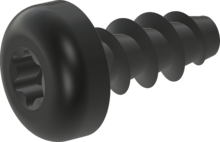 STP39A0220050B, Termoplastikler için vida, STP39A 2.2x5.0 - T6, Çelik, sertleştirilmiş, ZnNi siyah-pasifleştirilmiştir, temperlenmistir, kaplanmış