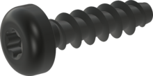 STP39A0220080B, Skrue til termoplast, STP39A 2.2x8.0 - T6, Stål, forædlet, ZnNi sort-passiveret, tempret, forseglet