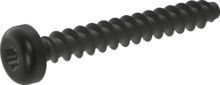 STP39A0220160B, vis pour thermoplastique, STP39A 2.2x16.0 - T6, Acier,trempé et revenu, Zinc Nickel passivé noir, trempée, scéllée