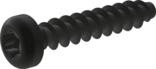 STP39A0250130B, schroef voor thermoplast, STP39A 2.5x13.0 - T8, veredeld staal, ZnNi zwart-gepassiveerd, getempert, verzegeld