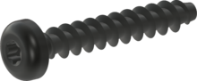 STP39A0600350B, schroef voor thermoplast, STP39A 6.0x35.0 - T25, veredeld staal, ZnNi zwart-gepassiveerd, getempert, verzegeld